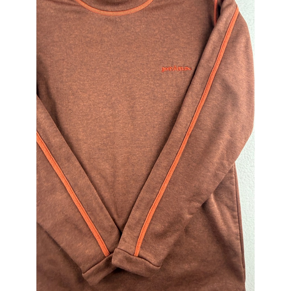 Prana Long Sleeve‎ Mock Neck Top Rust Orange Heathered Made in USA Size M